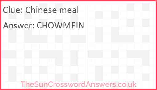 Chinese meal Answer