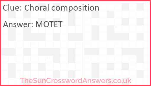 Choral composition Answer