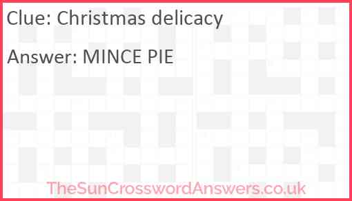 Christmas delicacy Answer