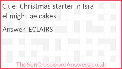 Christmas starter in Israel might be cakes Answer