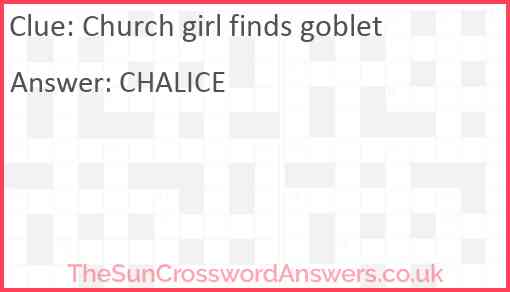 Church girl finds goblet Answer