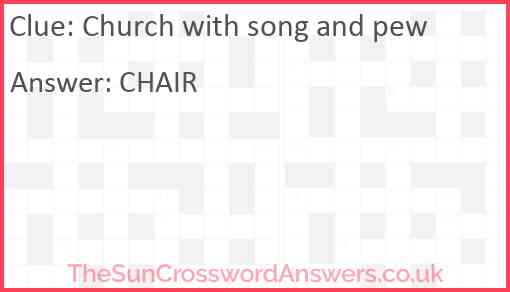 Church with song and pew Answer