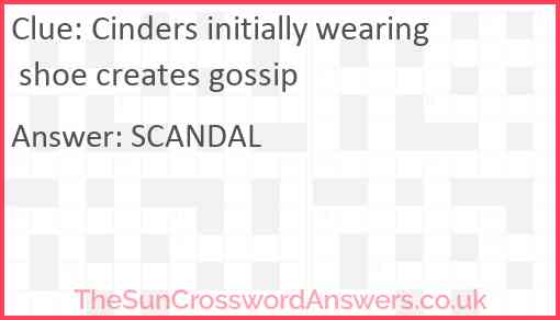 Cinders initially wearing shoe creates gossip Answer