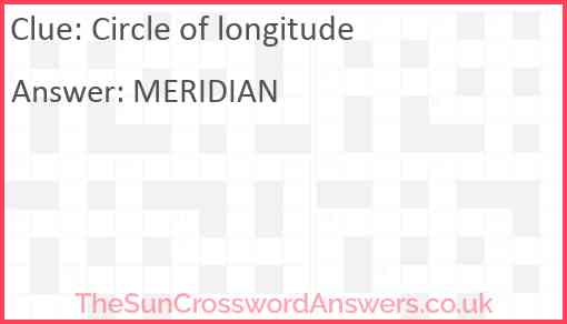 Circle of longitude Answer