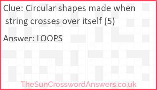 Circular shapes made when string crosses over itself (5) Answer