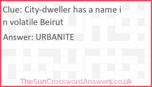 City-dweller has a name in volatile Beirut Answer