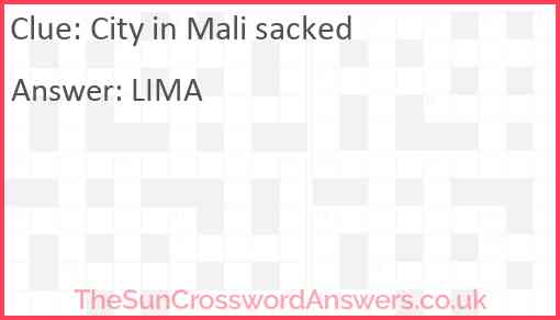City in Mali sacked Answer