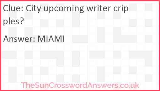 City upcoming writer cripples? Answer