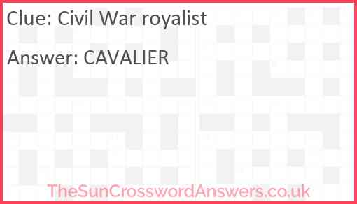 Civil War royalist Answer