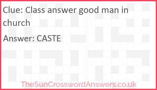 Class answer good man in church Answer
