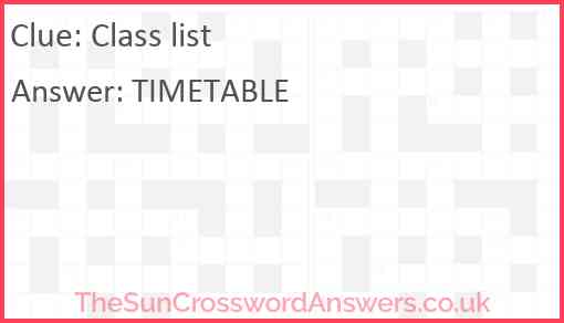 Class list Answer