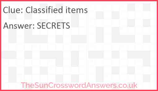 Classified items Answer