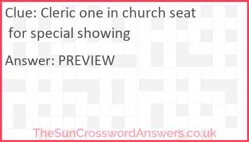 Cleric one in church seat for special showing Answer