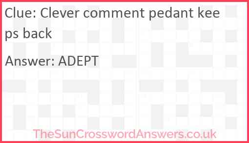 Clever comment pedant keeps back Answer