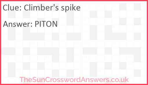 Climber s spike crossword clue TheSunCrosswordAnswers co uk