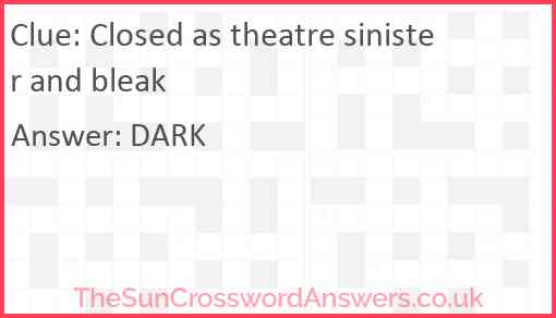 Closed as theatre sinister and bleak Answer