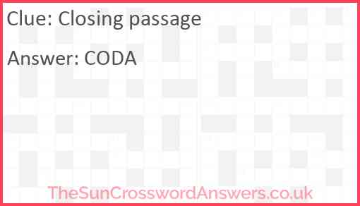 Closing passage Answer