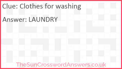 Clothes for washing Answer