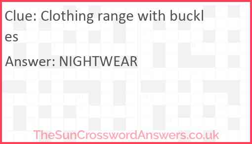 Clothing range with buckles Answer
