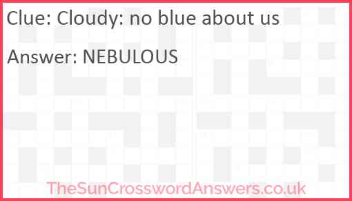 Cloudy: no blue about us Answer