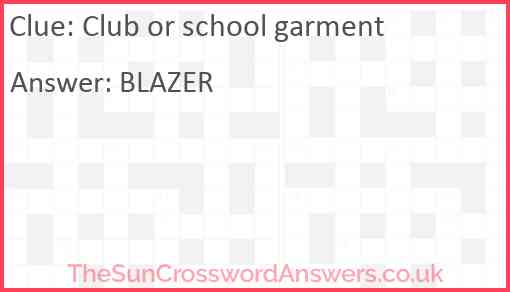 Club or school garment Answer