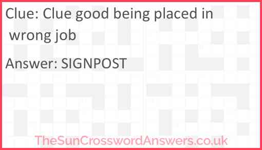 Clue good being placed in wrong job Answer