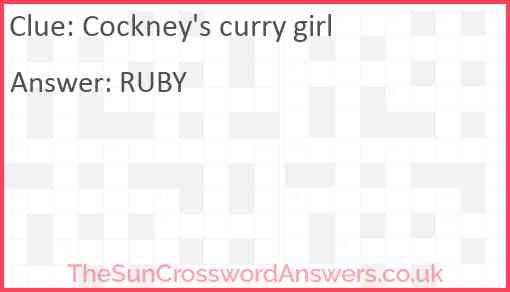 Cockney's curry girl Answer