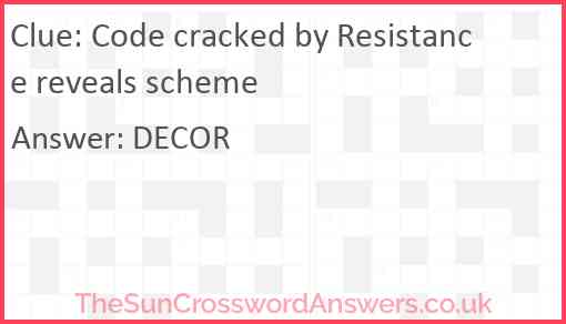 Code cracked by resistance reveals scheme Answer