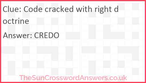 Code cracked with right doctrine Answer