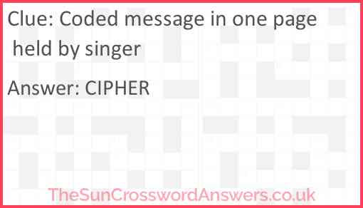 Coded message in one page held by singer Answer