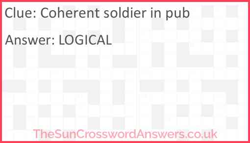 Coherent soldier in pub Answer