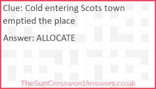 Cold entering Scots town emptied the place Answer