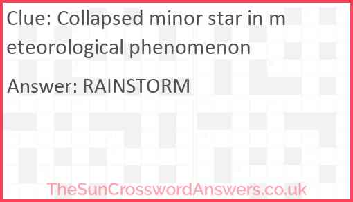 Collapsed minor star in meteorological phenomenon Answer