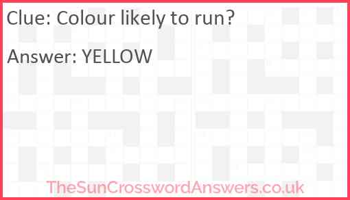 Colour likely to run? Answer