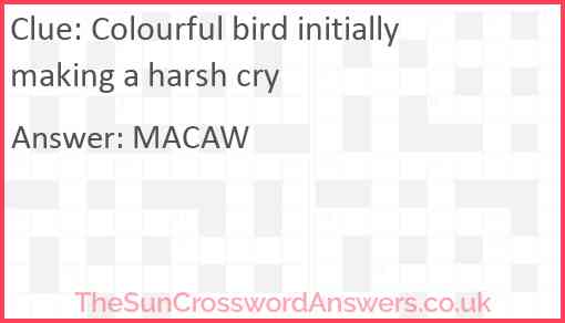 Colourful bird initially making a harsh cry Answer