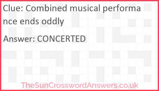 Combined musical performance ends oddly Answer