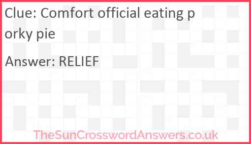 Comfort official eating porky pie Answer