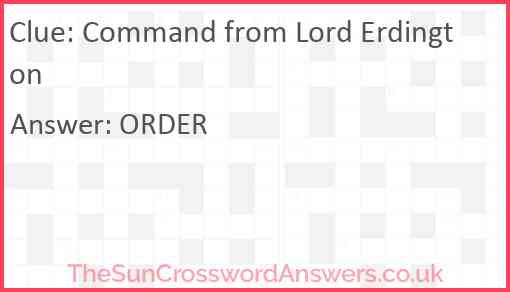 Command from Lord Erdington Answer