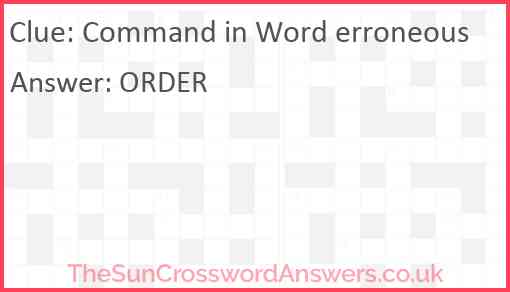 Command in Word erroneous Answer
