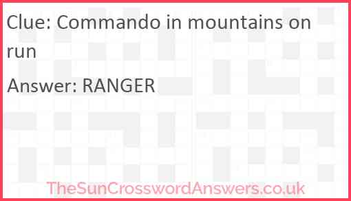 Commando in mountains on run Answer