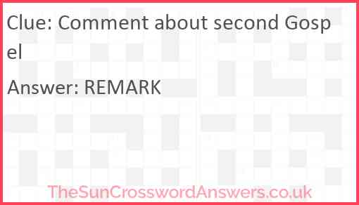 Comment about second Gospel Answer
