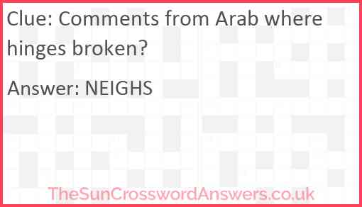 Comments from Arab where hinges broken? Answer