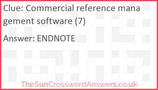 Commercial reference management software (7) Answer