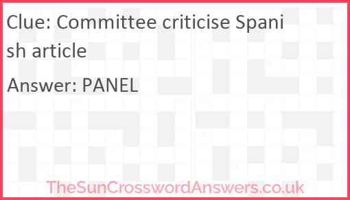 Committee criticise Spanish article Answer