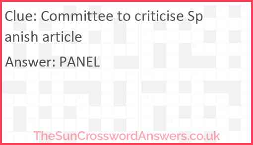 Committee to criticise Spanish article Answer
