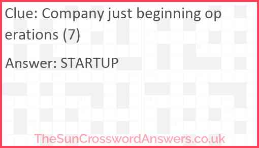 Company just beginning operations (7) Answer