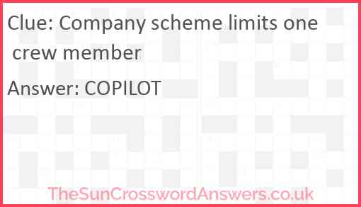 Company scheme limits one crew member Answer