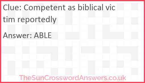 Competent as biblical victim reportedly Answer