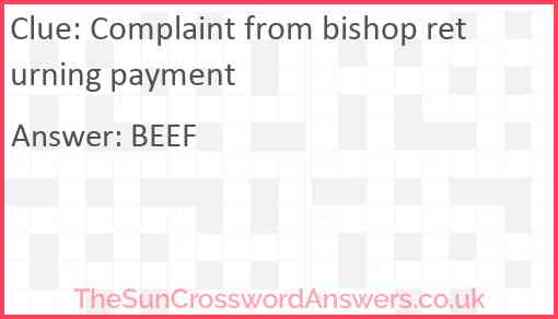 Complaint from bishop returning payment Answer
