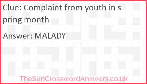 Complaint from youth in spring month Answer
